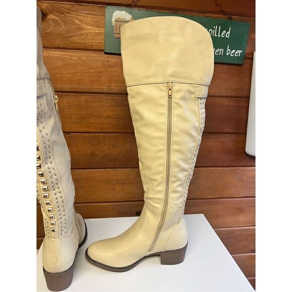 Shoe Dazzle Jelan Calf Boots * Beige * Sz 5.5 NWOT - Picture 4 of 10